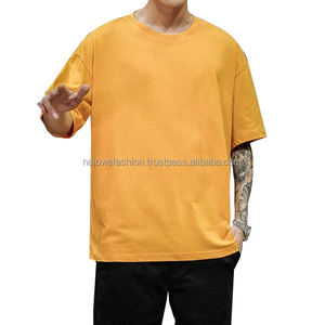 Camiseta de lujo para hombre 180g 100% algodón Jersey tela ecológica transpirable hombro caído diseño de manga corta talla grande cuello redondo - Product Image 4