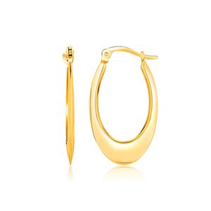 Pendientes de Aro Ovalados Abiertos de Oro Amarillo de 14k con Diseño Graduado Abombado - Product Image 1