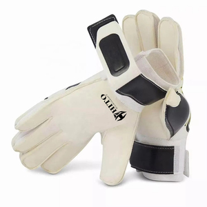 Hot Selling Custom Design Black and White Soccer Goalkeeper <b>Gloves</b> with 4mm German Latex Negative Cut - Product Image 3