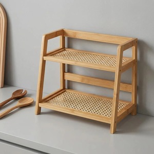 <b>2</b> Tier Wooden Display Organizer <b>For</b> <b>Kitchen</b> Organization And Home Storage Rack Tabletop Decorative Utility Stand From India - Product Image 5