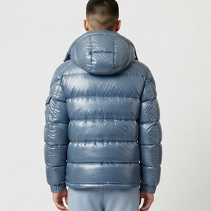 Chaqueta Acolchada Azul Brillante para Hombre, con Logotipo Frontal, Resistente al Viento, Ecológica, Informal, con Cierre, Transpirable, con Capucha, de Poliéster/Nailon - Product Image 3