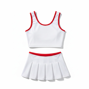 Costume de pom-pom girl sexy sans manches de haute qualité en gros, ensemble uniforme respirant pour équipes sportives et de danse - Product Image 3