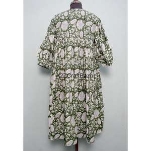 Robe en coton imprimée à la main pour femmes, confortable et respirante, designs élégants pour les fêtes en plein air et les occasions spéciales - Product Image 6