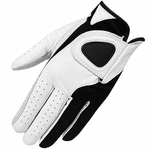 Gant de golf en cuir véritable de qualité supérieure, main droite, respirant, unisexe, à enfiler, blanc et noir, gants de sport - Product Image 1