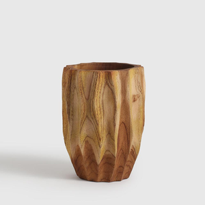Vase à fleurs décoratif en bois 100% naturel pour la décoration de la maison, vase à fleurs en bois avec logo personnalisé pour les hôtels - Product Image 4