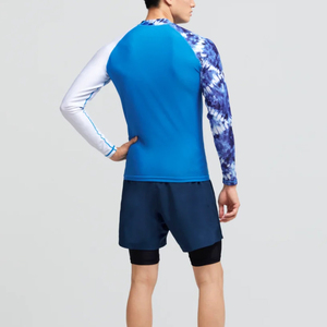 Camiseta de Compresión de Manga Larga con Cuello Redondo para Hombre, Azul Sólido, Secado Rápido, Corte Ajustado, Deportiva, Tejida en Poliéster Transpirable, Hecha a Medida - Product Image 2