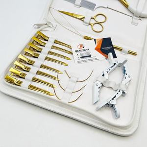 Pinza de presión para extensiones de cabello, de acero inoxidable chapado en oro, para cabello Remy y trama individual, kit de herramientas para extensiones de cabello chino, peine blanco y pinza de cocodrilo - Product Image 3