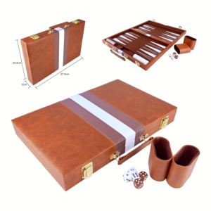 Juego de Backgammon y Ajedrez de Cuero Clásico, Educativo y Duradero, para Niños y Adultos, Entretenimiento al Aire Libre - Product Image 1