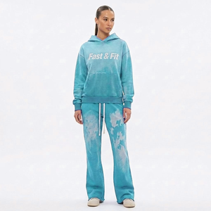 Survêtement d'hiver pour femme, fabriqué professionnellement, à capuche, uni, en molleton délavé à l'acide, style streetwear - Product Image 1