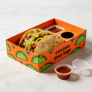 Biodegradable Eco-Friendly Paper Food Box Packaging for Tacos Kraft Disposable Food Grade <b>Container</b> Printed Dividers Taco Boxes - Product Image 6