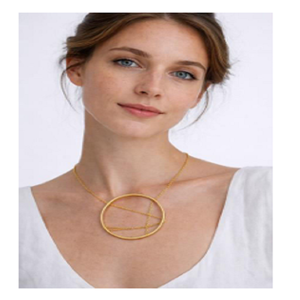 Collar con Colgante Geométrico Chapado en Oro para Mujer, Cadena de Serpiente Minimalista de Latón, Joyería para Uso Diario - Product Image 1
