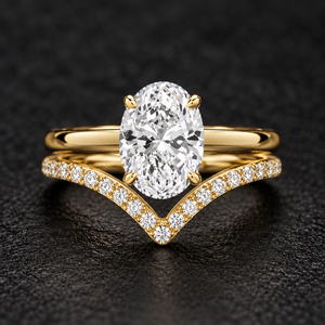 Ensemble de bagues en diamant de culture, taille ovale, certifié IGI, 0,50 ct, 1 ct, 2 ct, couleur DEF, clarté VVS2/VS1, plaqué rhodium, bague pour femme - Product Image 1
