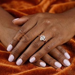 <b>Rose</b> Gold Plated Pear Cut Moissanite Ring Elegant Bridal Promise Jewelry for Women Daily Wear Gift USA Style Modern Beauty - Product Image 4