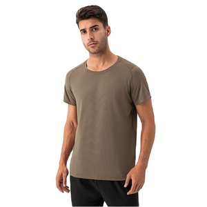 Camisetas de cuello redondo de alta calidad de secado rápido y alta elasticidad Nylon Spandex Gym Fitness Workout Reglan Camiseta de manga corta para hombres - Product Image 2