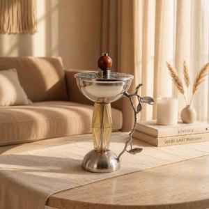 Brûleur d'encens Bakhoor en métal le plus vendu avec support en bois, brûleur d'oud arabe, porte-encens à charbon et résine, décoration d'intérieur - Product Image 3