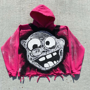 Sudadera con Capucha Corta para Hombre, Estilo Urbano, con Logotipo Personalizado OEM, Estampado DTG, Diseño Vintage Desgastado, con Bajo sin Rematar, para Invierno - Product Image 4