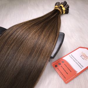 Keratin Human <b>Hair</b> Extension I Tip Natural Human Vietnamese <b>Hair</b> Brown Color No <b>Synthetic</b> Fiber No Mixed - Product Image 4