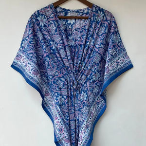 Robe longue maxi en coton fleuri indien, kaftan, vêtements de plage, vêtements de nuit, paréo pour femmes - Product Image 1