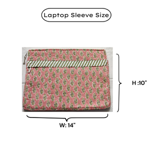 Funda de Algodón Acolchada para Portátil, con Cierre, Estampada a Mano, Artesanal de Jaipur, Ecológica y de Primera Calidad, con Múltiples Bolsillos, Duradera para Uso Diario - Product Image 6