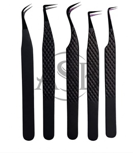 Nouvelle pince à cils 2026 à 9 degrés et courbée en acier inoxydable avec impression de logo personnalisé pour extensions de cils - Product Image 2
