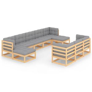 Ensemble de salon de jardin 100% polyester, bois naturel, pin massif, 100% durable pour une utilisation en extérieur - Product Image 2