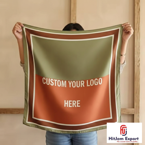Pañuelos de Diseño Personalizado de Alta Gama, Hijab de Moda con Sensación de Seda, Estampado, Chal Cuadrado para el Cuello, Colección al por Mayor - Product Image 2