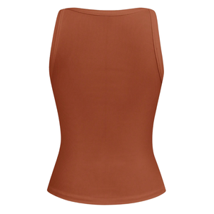 Débardeur côtelé uni respirant pour femme, col en V, coupe ajustée, bretelles spaghetti, fronces latérales, logo frontal, tee-shirt décontracté d'été - Product Image 2