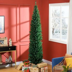 Albero di Natale Artificiale a Forma di Matita Pre-Illuminato da 2,4 m, 618 Rami Realistici, Design Sottile, Base in Plastica, Nessun Montaggio Richiesto - Product Image 2