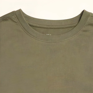 Nueva Llegada: Camiseta de Manga Corta con Cuello Redondo para Mujer, Color Verde Oliva, 100% Algodón, Corte Holgado, Tejido Jersey Informal, para Todas las Temporadas, en Oferta - Product Image 4