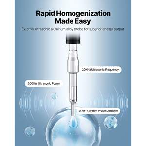 2-in-1 2000W Ultrasonic <b>Homogenizer</b> 0.79 Inch Titanium Alloy Probe 20KHz Frequency Continuous Timer Pulse Three Modes Noise - Product Image 3