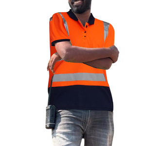 Camiseta de Seguridad Reflectante de Alta Visibilidad en Color Naranja Intenso, Estilo Manga Corta, Tejido Transpirable, Bolsillo en el Pecho, Tipo Polo - Product Image 2