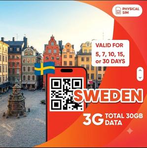 eSIM ท่องเที่ยวสวีเดนยอดนิยม 4G/5G ดาต้าอินเทอร์เน็ตความเร็วสูง ส่งคิวอาร์โค้ดทันที และแพ็กเกจการ์ดเปิดใช้งานง่าย - Product Image 1