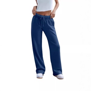 Pantalones Deportivos Casuales de Cintura Alta para Mujer, Cómodos, de Color Sólido, con Cordón Elástico, Estampado Tejido, Estilo Plano - Product Image 3