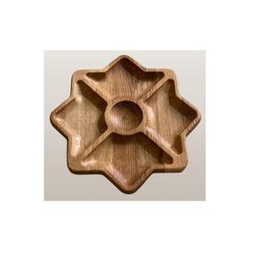 Handcrafted Modern Four Petal Flower Wooden Serving <b>Tray</b> with 4 Compartments & Center Eco-Friendly Snack Condiment Organizer - Product Image 5