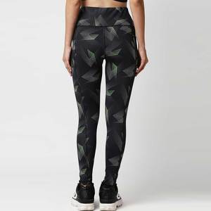High Waist Geometric Print Yoga <b>Leggings</b> Full Length <b>With</b> <b>Pockets</b> Four-Way Stretch Spandex Polyester Women's Activewear Pants - Product Image 5