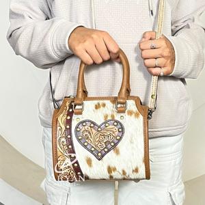 Nuevo Bolso de Mano Speedy de Cuero Genuino Hecho a Mano con Correa Desmontable y Diseño de Corazón Repujado Estilo Western para Mujer - Product Image 1