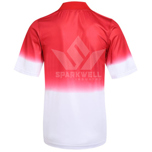 Maillot de football pour homme, dégradé rouge et blanc, manches courtes, polyester respirant, coupe classique, adulte, toutes saisons - Product Image 3