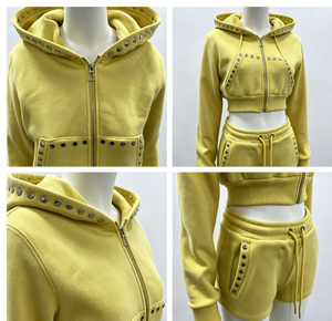 Ensemble deux pièces pour femme, style Y2K, vêtements d'automne, sweat à capuche zippé en polaire épaisse et short de survêtement pour femme - Product Image 6