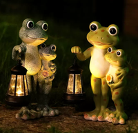 Solar-Frosch-Gartenfigur mit Licht, Niedliche Großäugige Mutter & Kind Frosch-Laterne, Dekorative Solar-Rasenlampe aus Kunstharz für Außenbereich