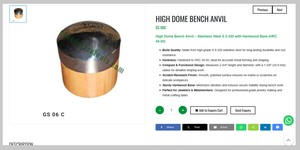 Herramienta de Joyería de Acero Inoxidable con Base de Madera Dura, Tipo Banco de Trabajo de Cúpula Alta para Conformado de Metales |   N.° de artículo GS-06C - Product Image 3
