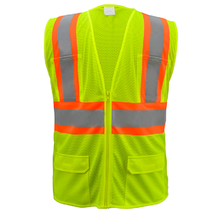 Gilet de sécurité 100% polyester, classe 1 ANSI, EN ISO 20471 classe 1, réfléchissant, logo personnalisé, poches, jaune fluorescent, vêtements de travail Halex - Product Image 1