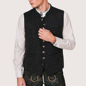 Chaleco Reversible Bordado de Poliéster/Algodón para Hombre, Transpirable, para Otoño, Estilo Bávaro, Ropa de Calle Alemana, Oktoberfest - Product Image 1