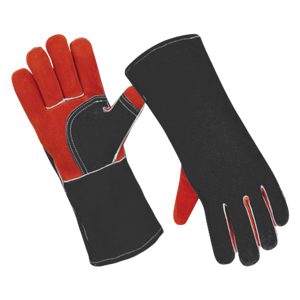 High Quality Blue Cow Split Leather Flame Retardant Welding Gloves <b>Fire</b> Proof Industrial Safety with Thumb Palm Protection - Product Image 2