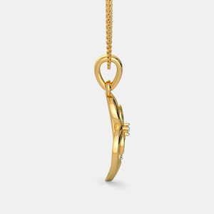 Yellow Gold Butterfly Heart Lab Grown Diamond Pendant Necklace - Product Image 2