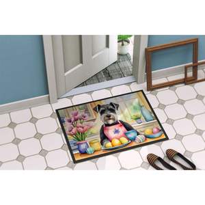Nouveau extérieur et intérieur 18H X 27W paillasson antidérapant paillasson Pâques Schnauzer décor lavable porte d'entrée tapis accessoire d'entrée - Product Image 4