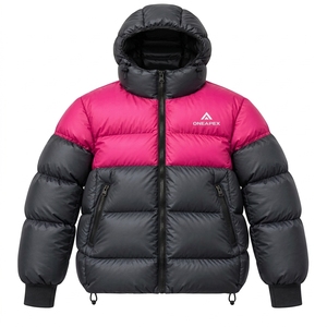 Veste matelassée à capuche rose et noire pour homme, veste d'hiver chaude et matelassée, veste d'extérieur légère et imperméable One Apex - Product Image 1