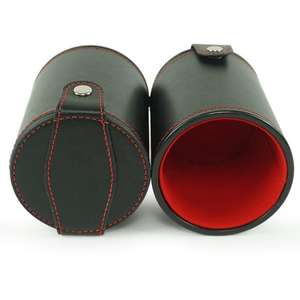 Vente en gros usine : Boîte à dés de bar en cuir noir avec intérieur en velours et Gobelet à dés en cuir PU toutes couleurs - Product Image 3