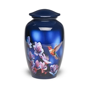 Urna Funeraria de Esmalte Blanco para Cenizas Humanas Adultas, con Flores Pintadas a Mano Multicolores y Recubrimiento Protector Brillante - Product Image 2