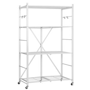 Scaffale Pieghevole a 4 Ripiani 36L X 21P X 60H Pollici, Unità di Stoccaggio in Metallo con 5 Ruote, Organizzatore Senza Montaggio - Product Image 1