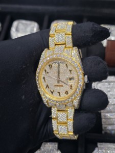 Reloj de Lujo para Hombre, Estilo Hip Hop, Personalizado, Mecánico Automático, de Acero Inoxidable, 16mm 12mm, con Diamantes Moissanite VVS, Chapado en Oro - Product Image 3